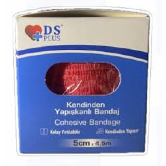 COBAN BANDAJ 5CM*4,5 MT KIRMIZI DS PLUS