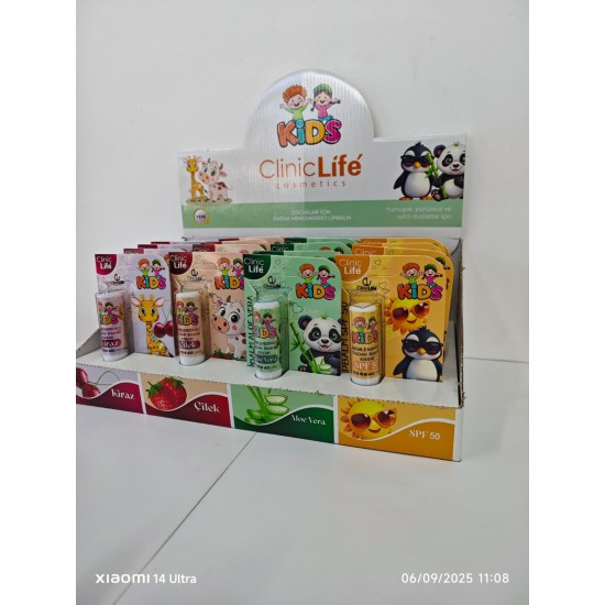 DUDAK BAKIM-CLİNİCLİFE KİDS LIP BALM 24'LÜ KARMA STAND