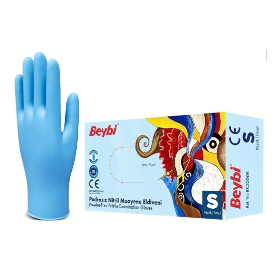 ELDİVEN MUAYENE BEYBİ MAVİ NİTRİL SMALL 100 LU