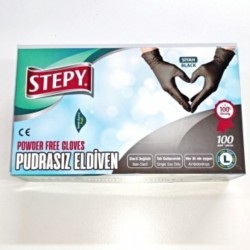ELDİVEN STEPY GLOVES SİYAH LARGE PUDRASIZ 100'LÜ