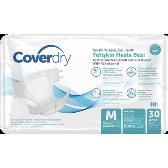 HASTA BEZİ COVERDRY BEL BANTLI MEDİUM 30'LU HASTA BEZİ COVERDRY BEL BANTLI MEDİUM 30'LU