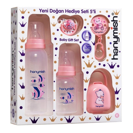 HAYNMİSH 654 YENİ DOĞAN PP HEDİYE SETİ 5'Lİ PEMBE