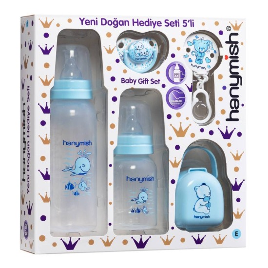 HAYNMİSH 655 YENİ DOĞAN PP HEDİYE SETİ 5'Lİ MAVİ