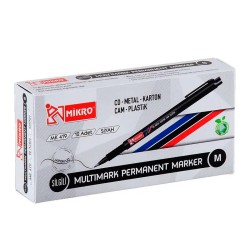 KALEM ASETAT MİKRO MULTİMARK PARMANENT ÇİFT UÇLU S/M SİYAH 12`LI