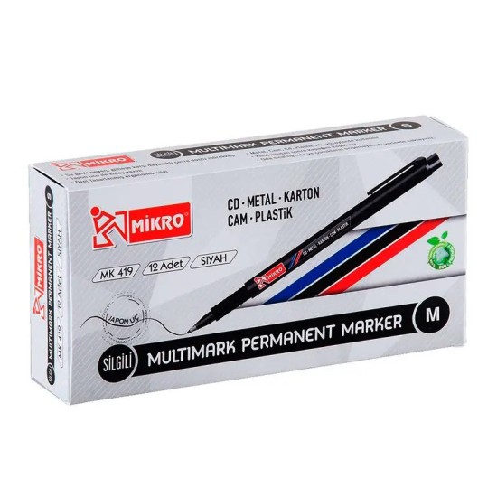 KALEM ASETAT MİKRO MULTİMARK PARMANENT M SİYAH 12'LI