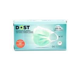 MASKE MELTBLOWNLU YENİ NESİL ELASTİK KULAK BANTLI DOST BEYAZ 20'Lİ 