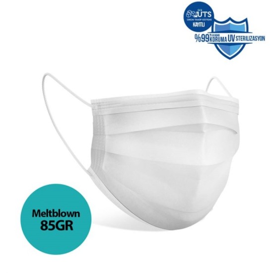 MASKE TURKUAZ BEYAZ MELTBLOWNLU 50 Lİ