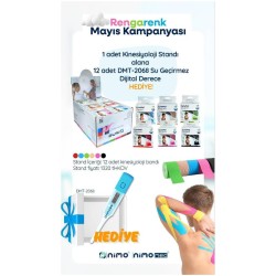 Nimo Kinesyoloji Bandı 12'li Stand (12 Adet Nimo Su Geçirmez Derece Hediyeli)